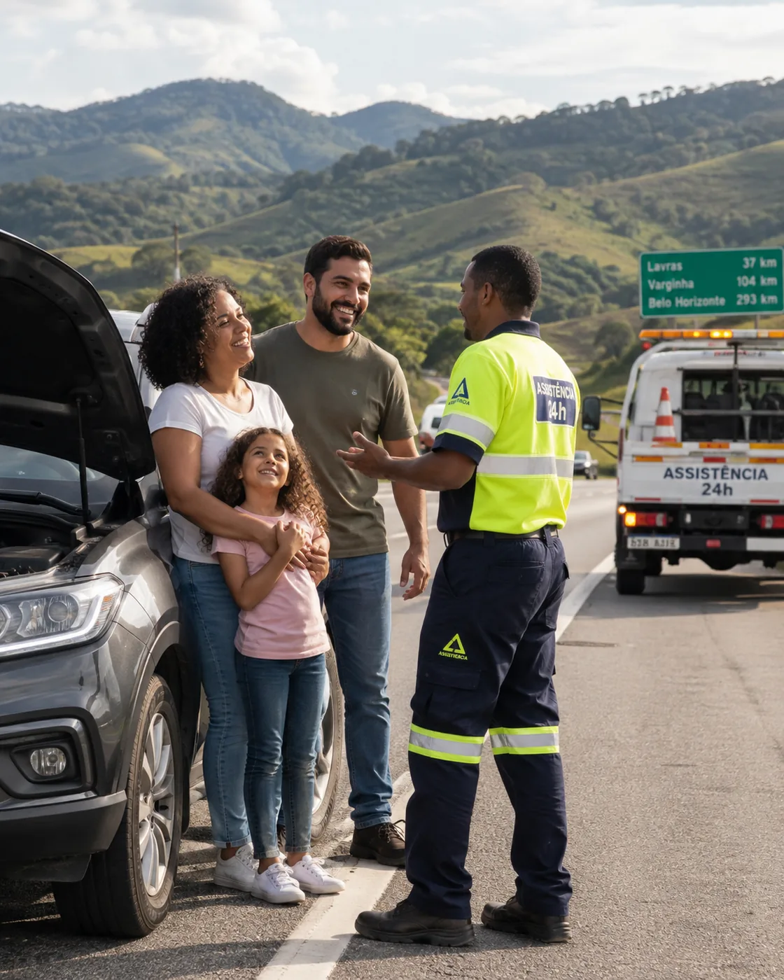 Veículo recebendo assistência em viagem